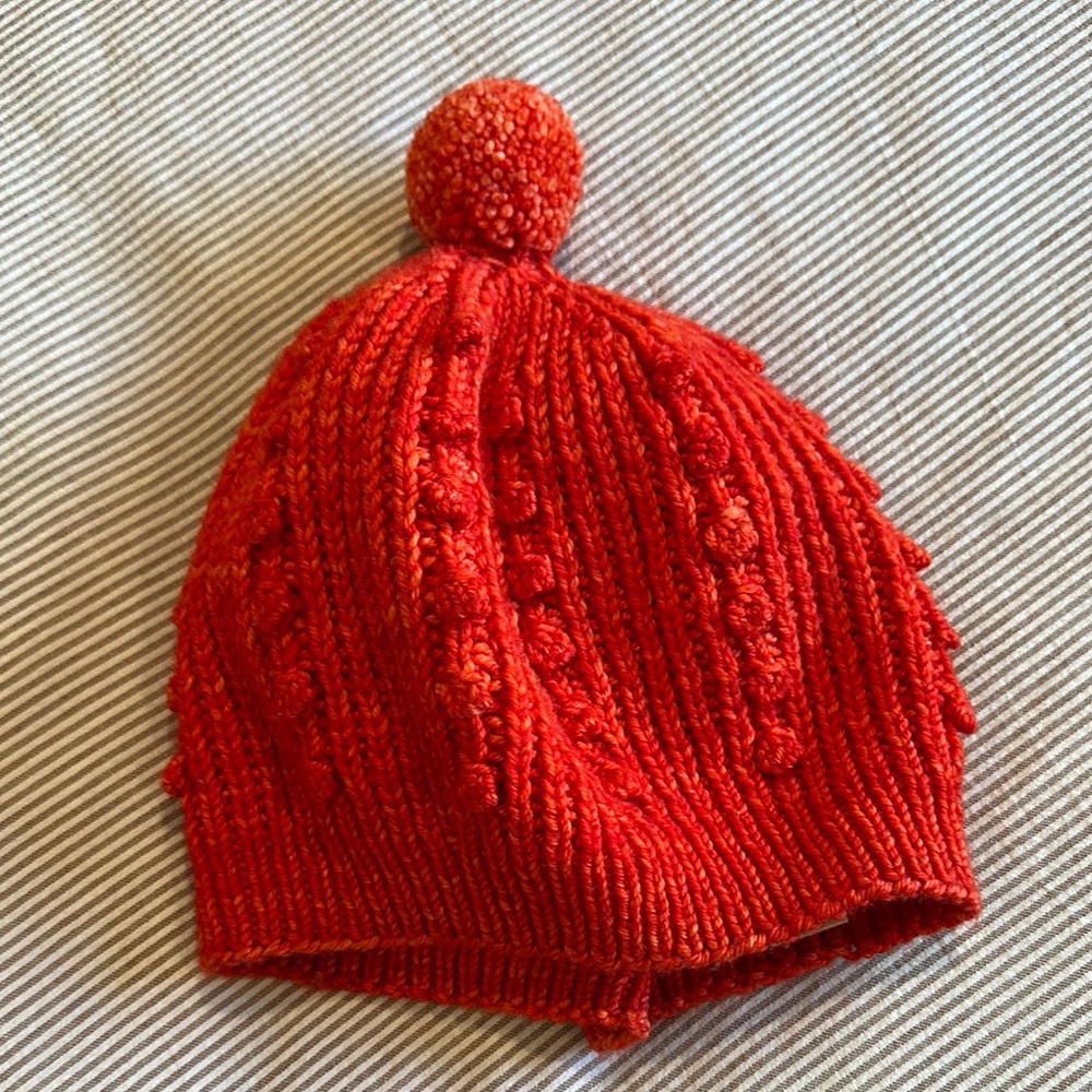 Cozy Red Knit Pom-Pom Hat for Adults